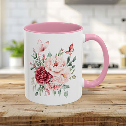 Vintage Peony & Butterflies Bouquet 11 & 15 oz. Mug