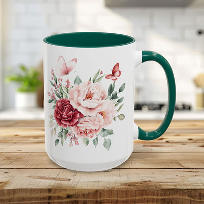 Vintage Peony & Butterflies Bouquet 11 & 15 oz. Mug