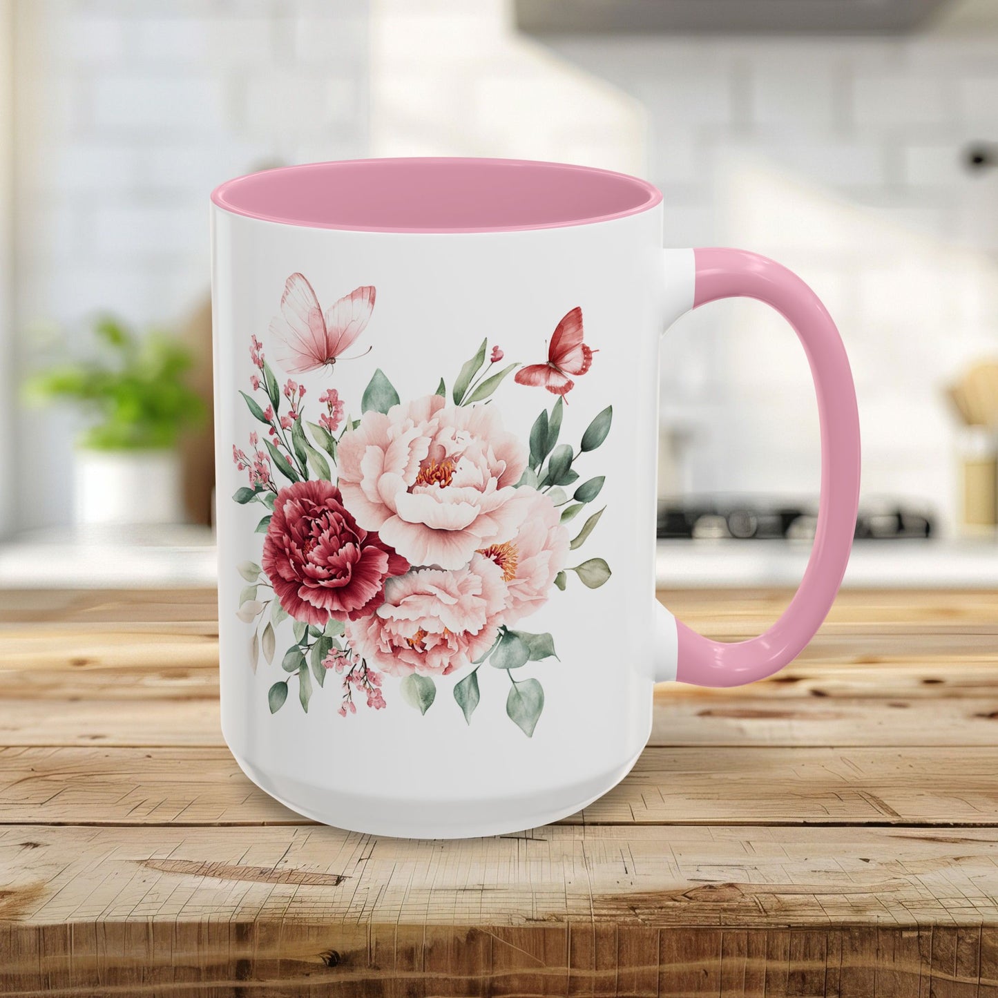 Vintage Peony & Butterflies Bouquet 11 & 15 oz. Mug