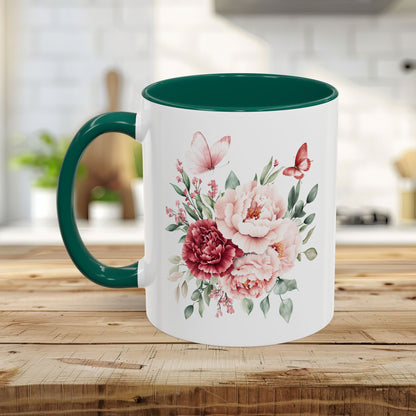 Vintage Peony & Butterflies Bouquet 11 & 15 oz. Mug
