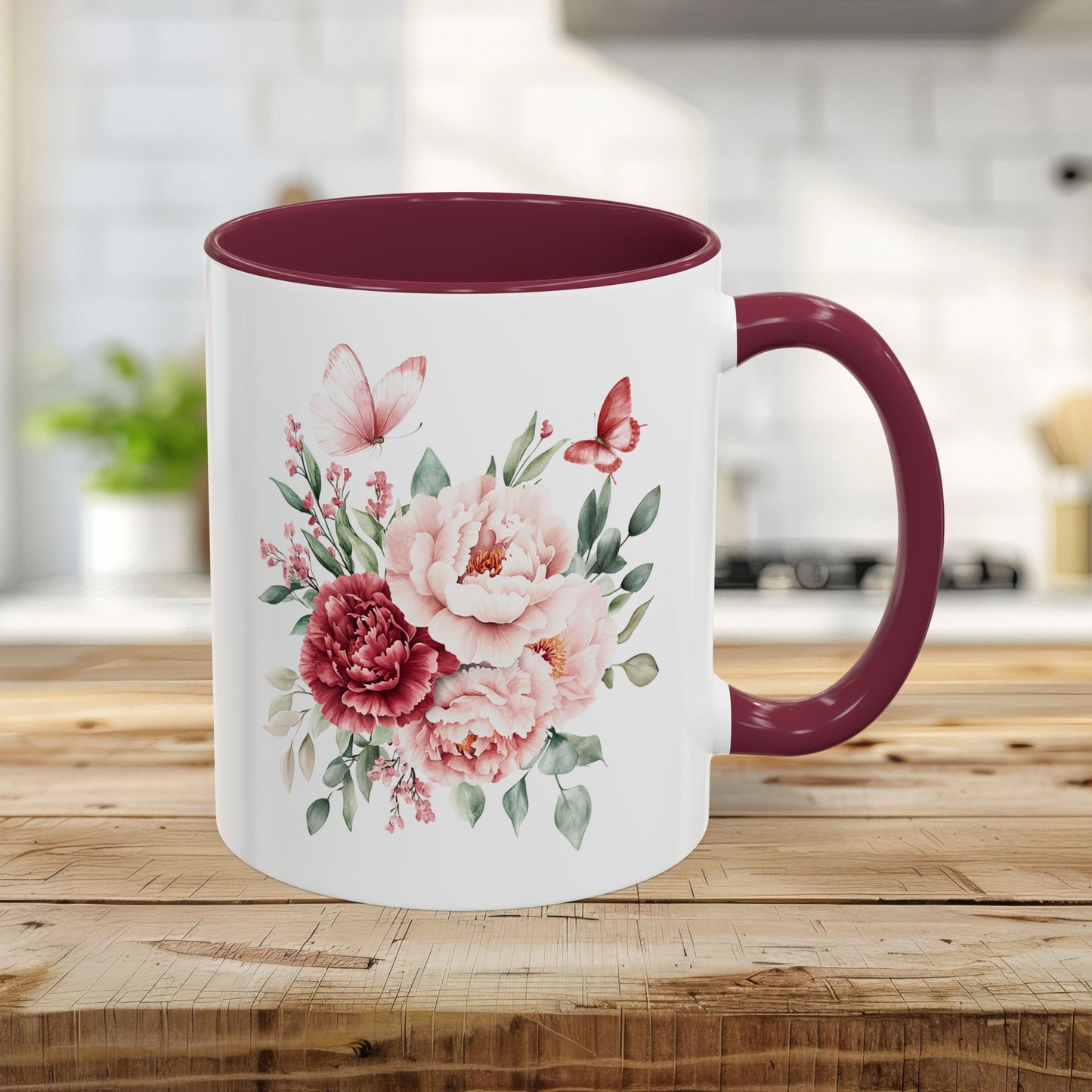 Vintage Peony & Butterflies Bouquet 11 & 15 oz. Mug