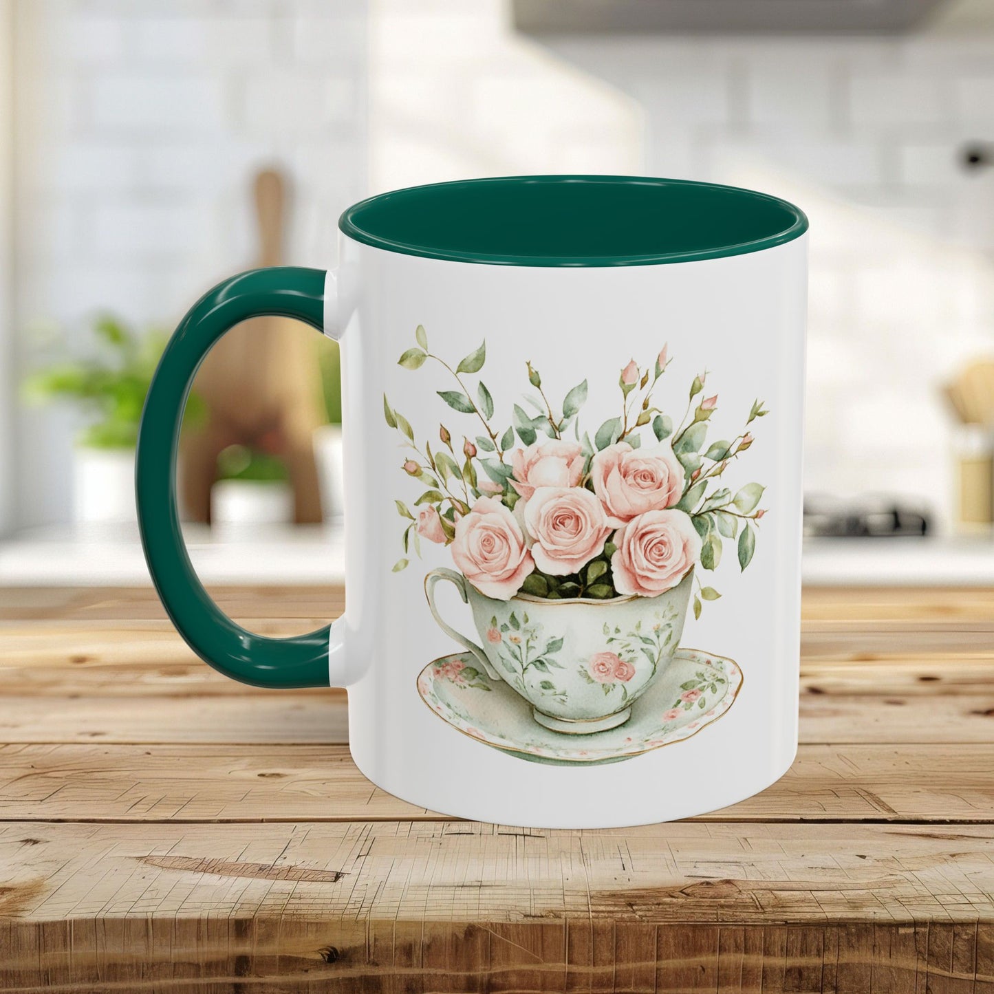 Vintage Rose Bouquet Teacup Mug (11oz & 15oz)