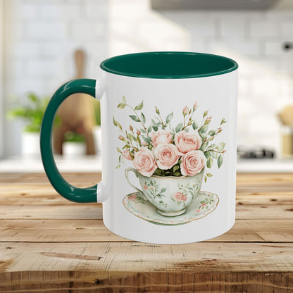 Vintage Rose Bouquet Teacup Mug (11oz & 15oz)