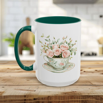 Vintage Rose Bouquet Teacup Mug (11oz & 15oz)