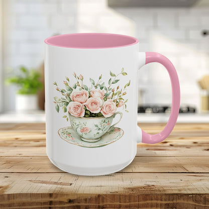 Vintage Rose Bouquet Teacup Mug (11oz & 15oz)