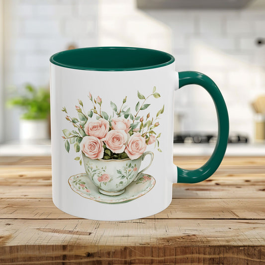 Vintage Rose Bouquet Teacup Mug (11oz & 15oz)
