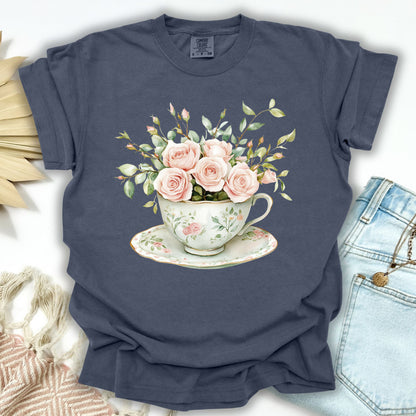 Vintage Rose Bouquet Teacup T-Shirt