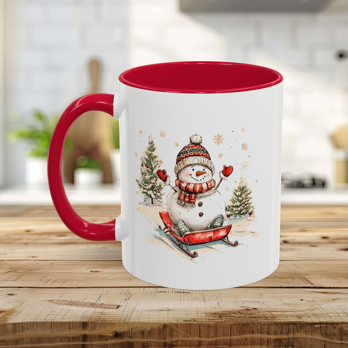Vintage Sledding Snowman Mug (11/15oz)