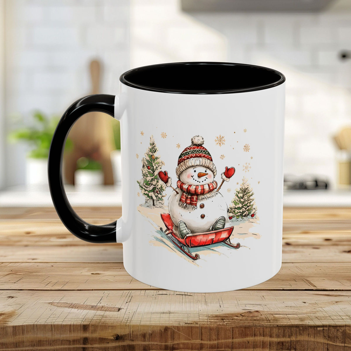 Vintage Sledding Snowman Mug (11/15oz)