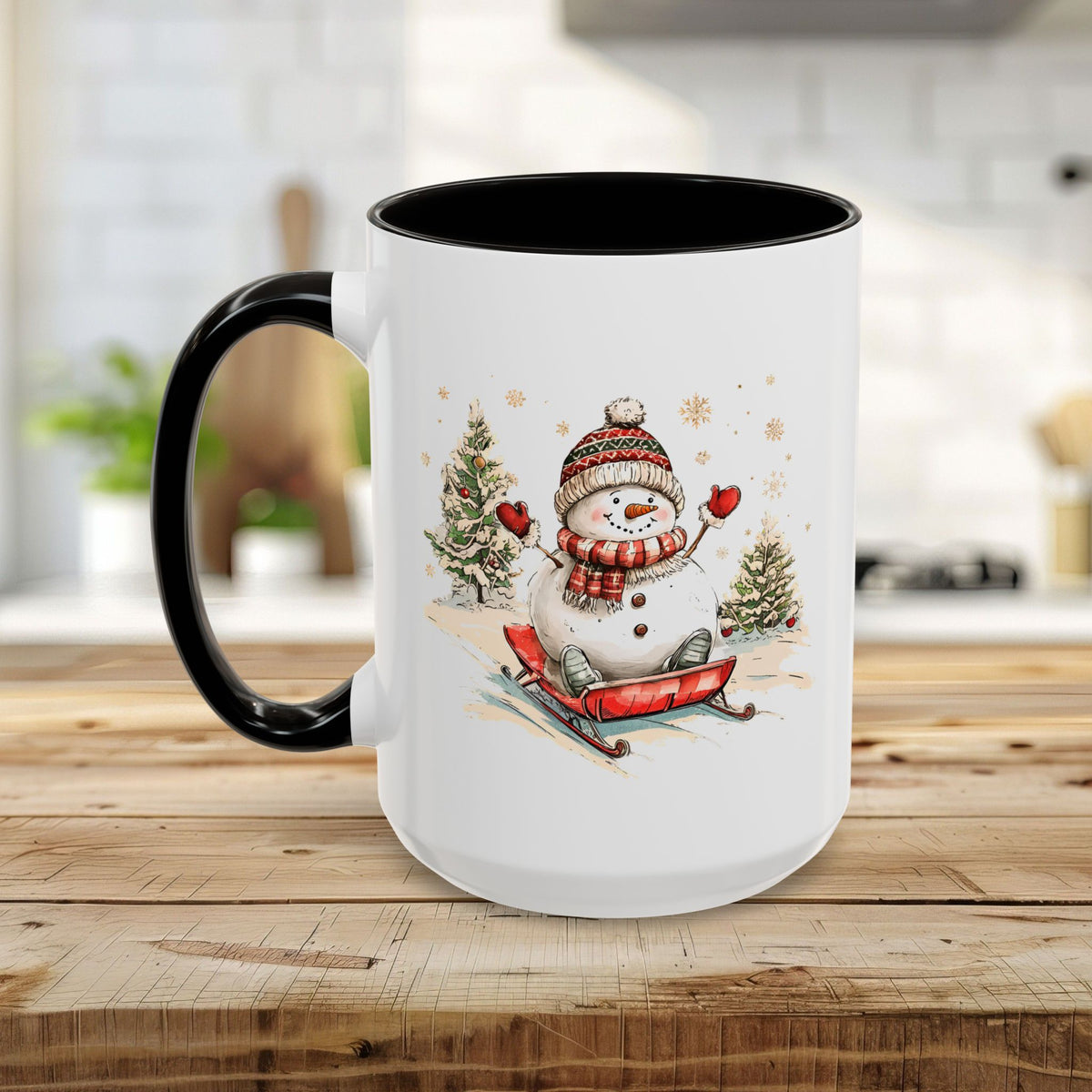 Vintage Sledding Snowman Mug (11/15oz)