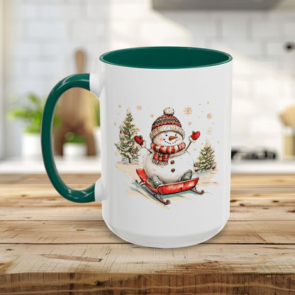 Vintage Sledding Snowman Mug (11/15oz)