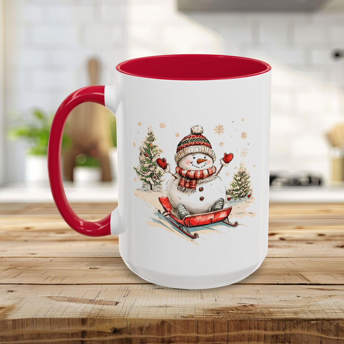 Vintage Sledding Snowman Mug (11/15oz)