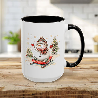 Vintage Sledding Snowman Mug (11/15oz)