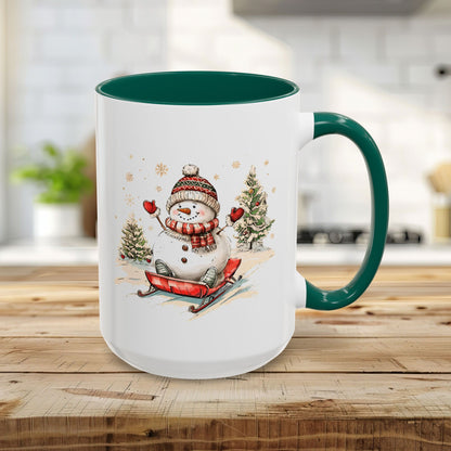 Vintage Sledding Snowman Mug (11/15oz)