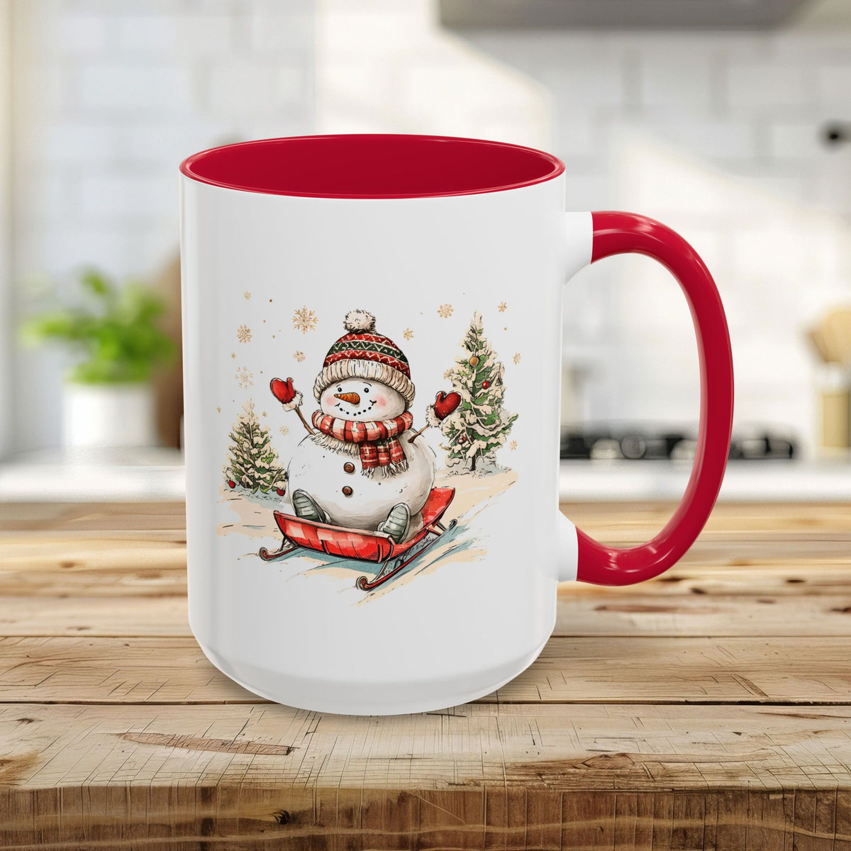 Vintage Sledding Snowman Mug (11/15oz)
