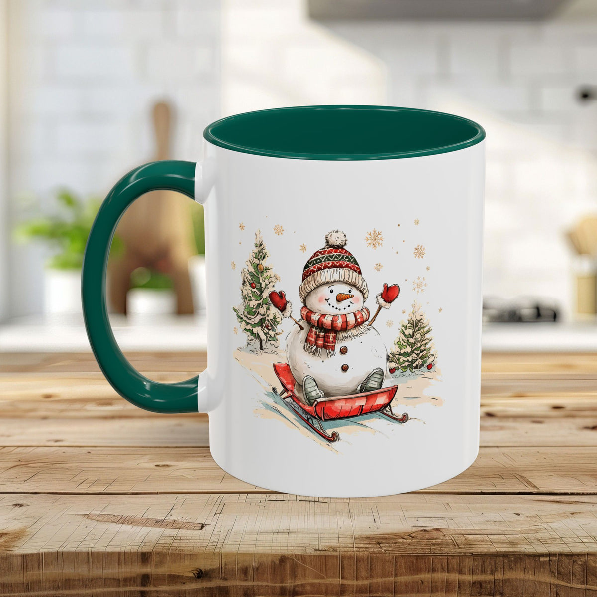 Vintage Sledding Snowman Mug (11/15oz)