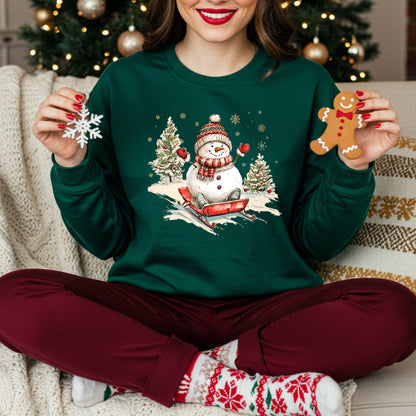 Vintage Sledding Snowman Sweatshirt