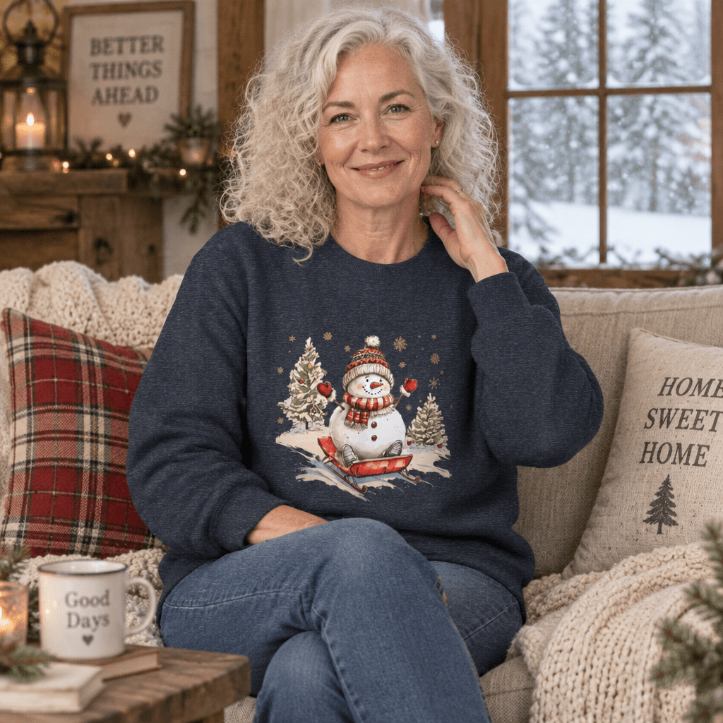 Vintage Sledding Snowman Sweatshirt