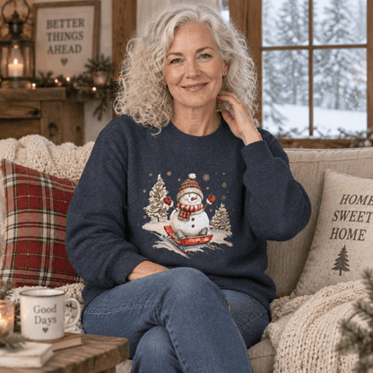 Vintage Sledding Snowman Sweatshirt