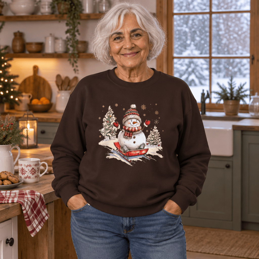Vintage Sledding Snowman Sweatshirt