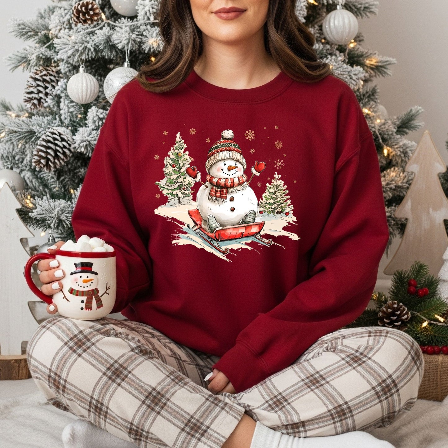 Vintage Sledding Snowman Sweatshirt