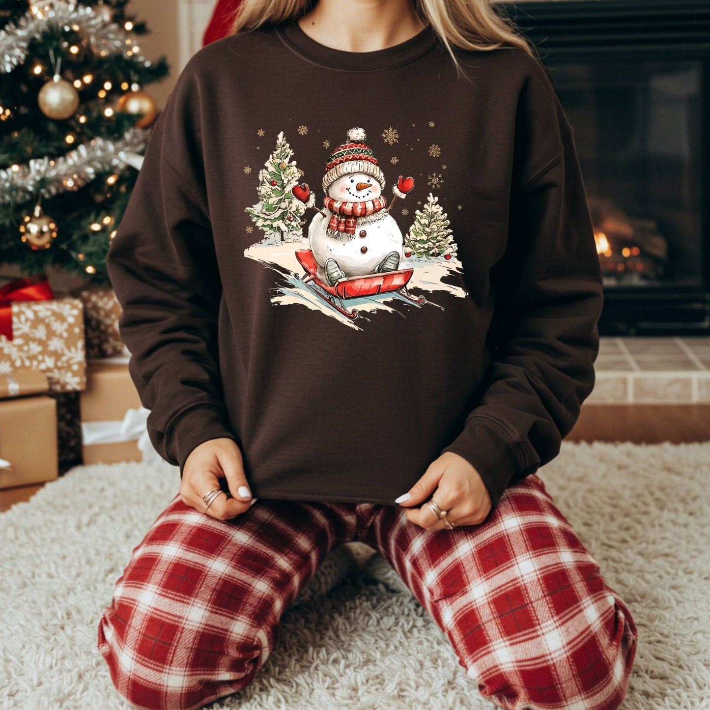 Vintage Sledding Snowman Sweatshirt