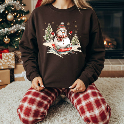 Vintage Sledding Snowman Sweatshirt