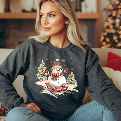 Vintage Sledding Snowman Sweatshirt