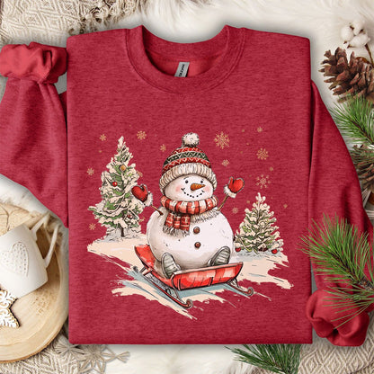 Vintage Sledding Snowman Sweatshirt