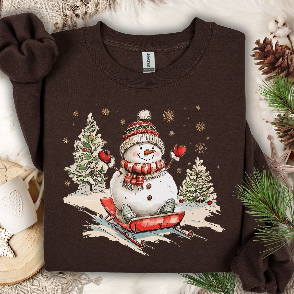 Vintage Sledding Snowman Sweatshirt