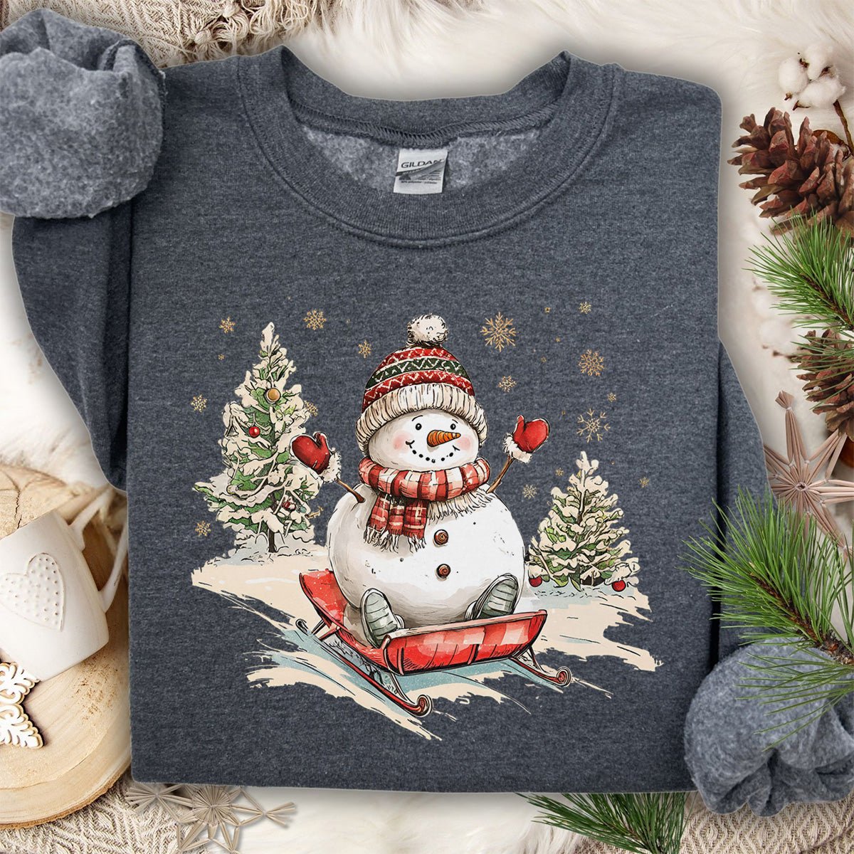 Vintage Sledding Snowman Sweatshirt