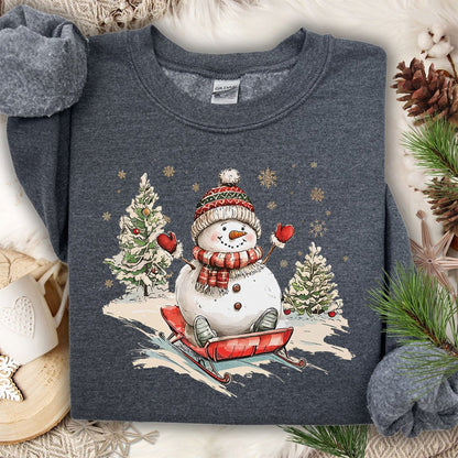 Vintage Sledding Snowman Sweatshirt