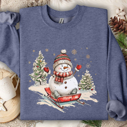 Vintage Sledding Snowman Sweatshirt