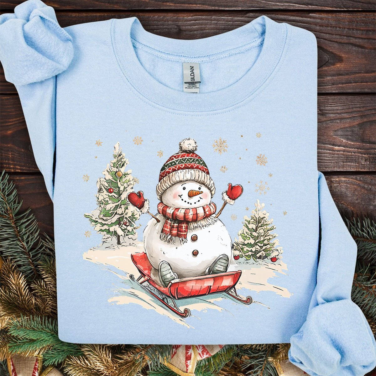 Vintage Sledding Snowman Sweatshirt