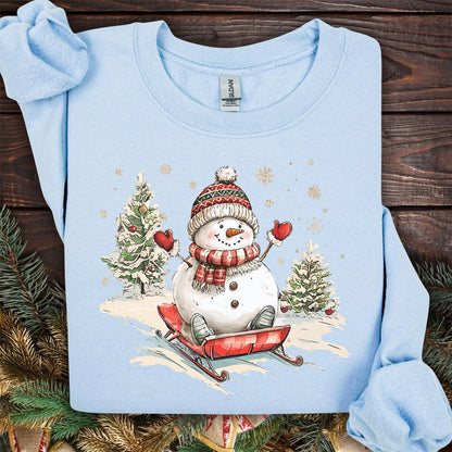 Vintage Sledding Snowman Sweatshirt