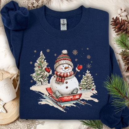 Vintage Sledding Snowman Sweatshirt