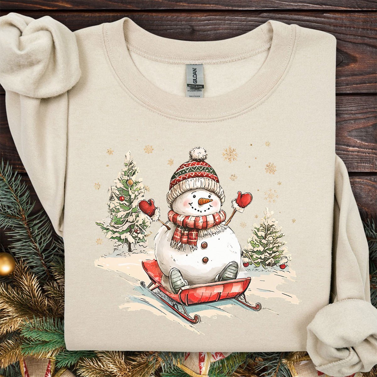 Vintage Sledding Snowman Sweatshirt