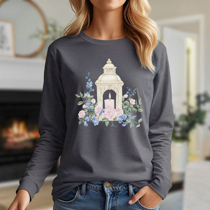 Vintage Spring Garden Lantern Long Sleeve Tee