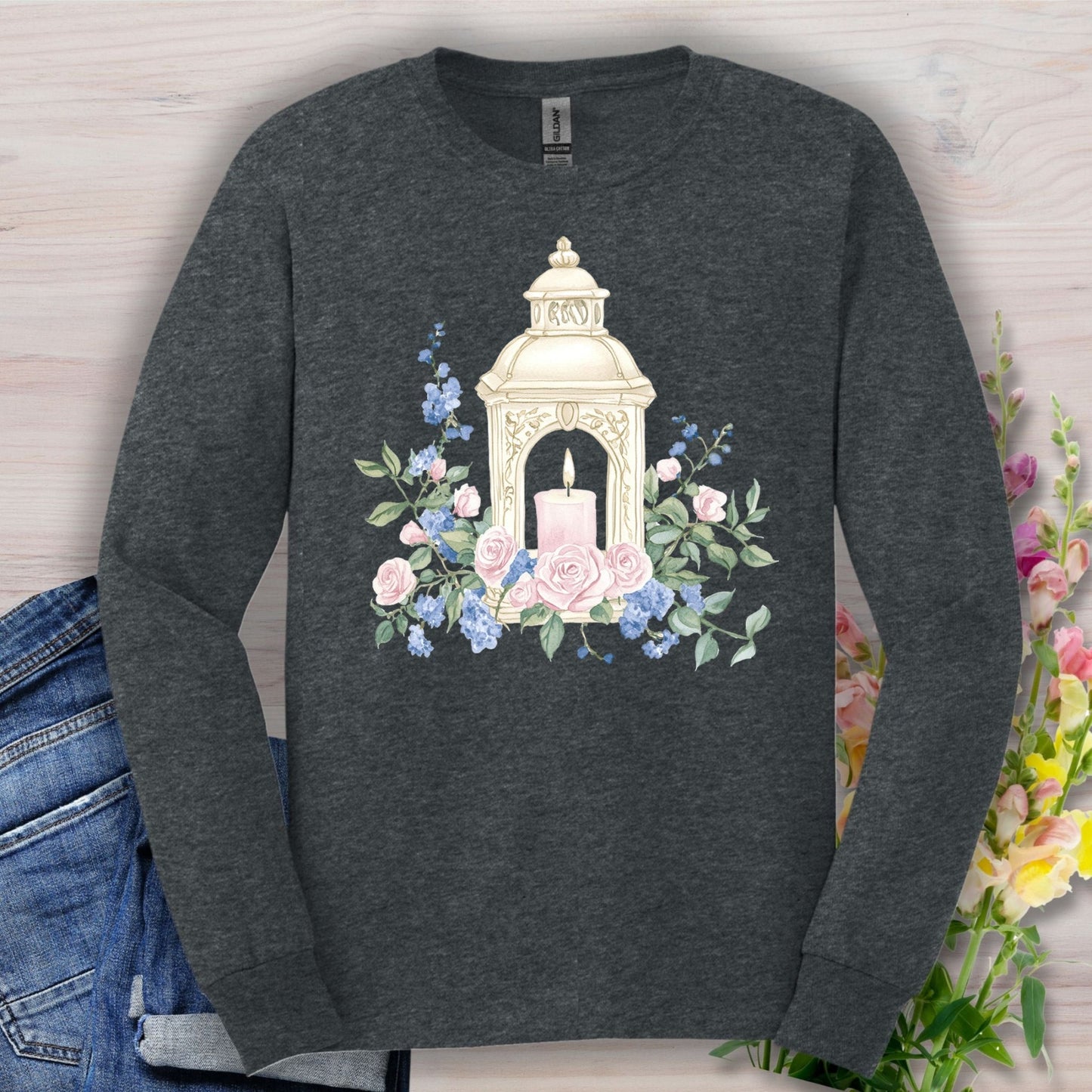 Vintage Spring Garden Lantern Long Sleeve Tee