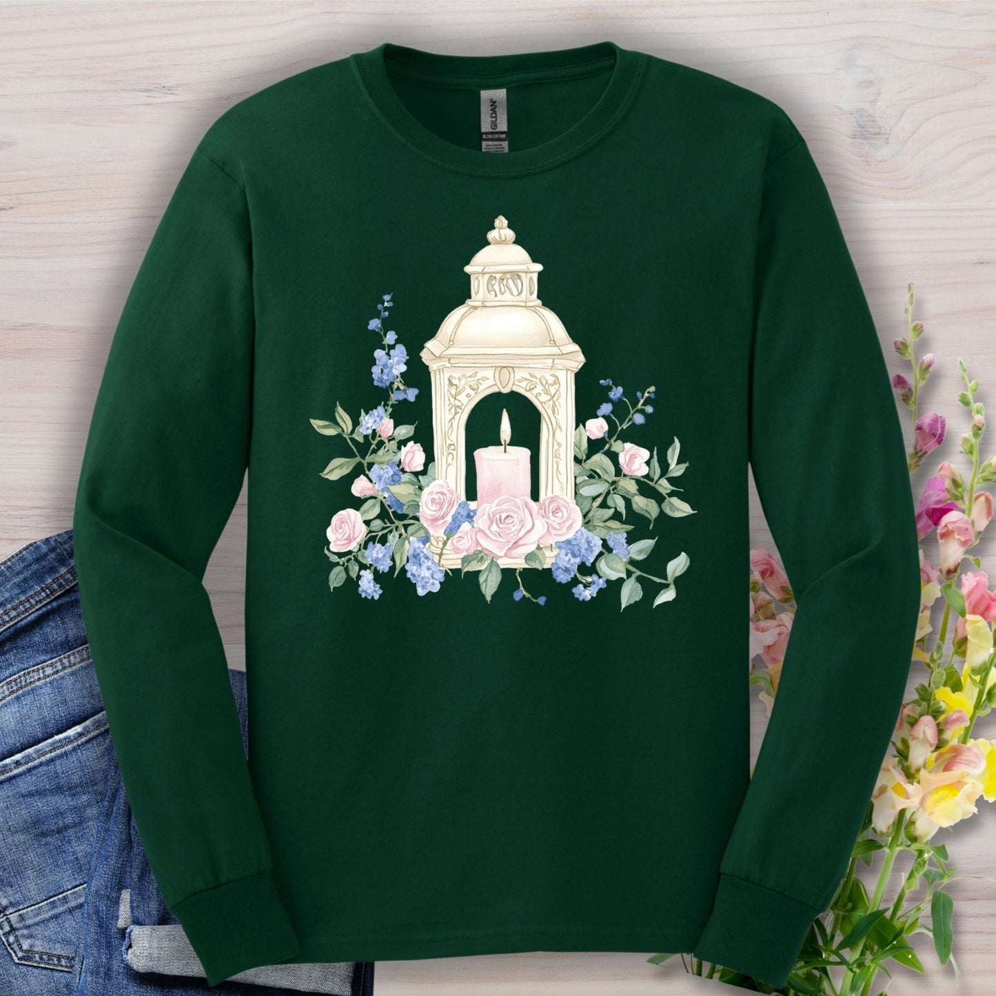 Vintage Spring Garden Lantern Long Sleeve Tee