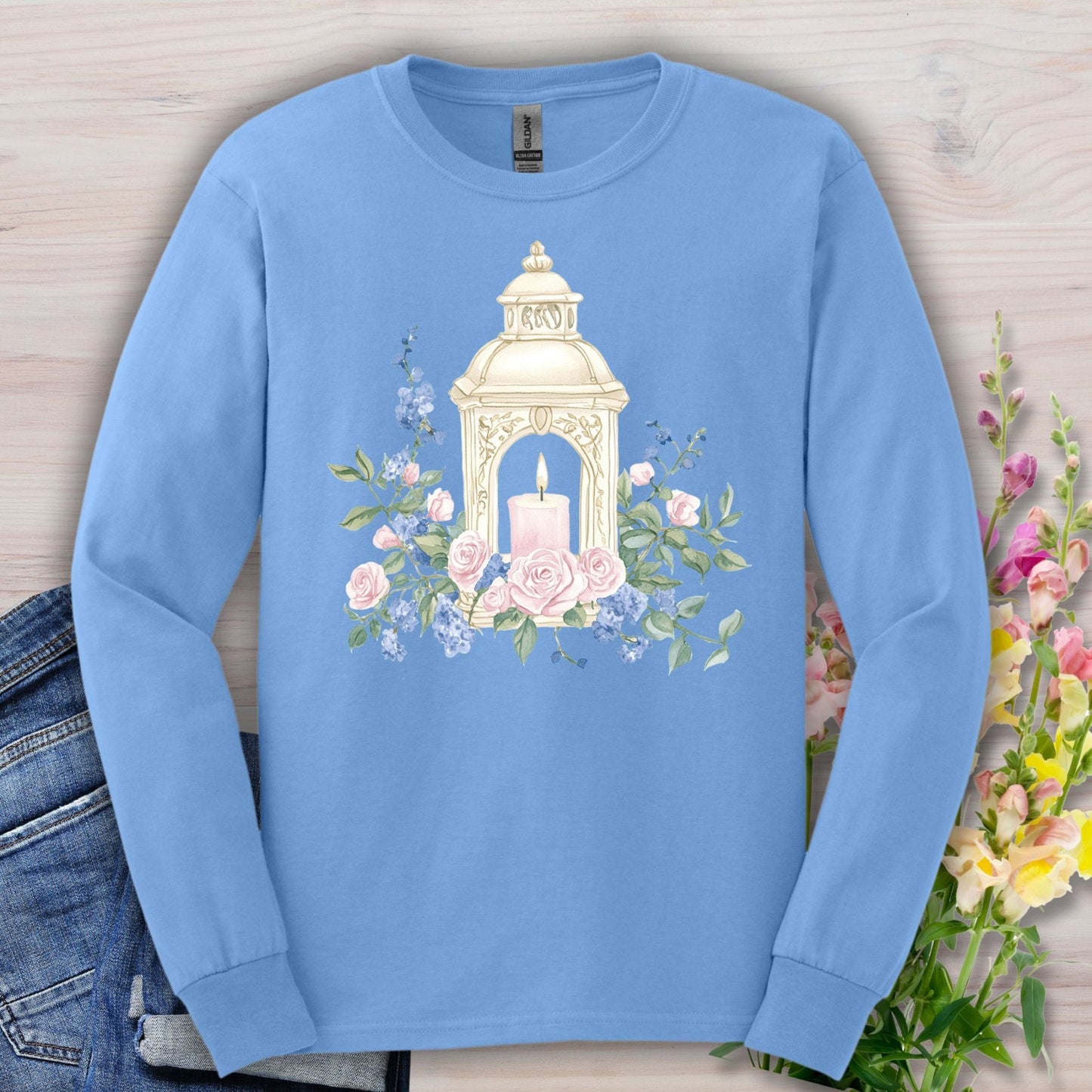 Vintage Spring Garden Lantern Long Sleeve Tee
