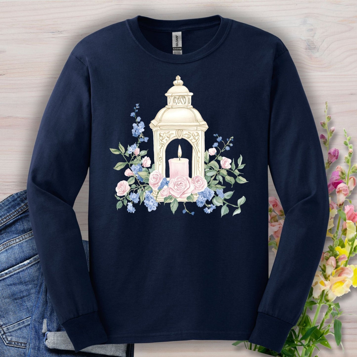 Vintage Spring Garden Lantern Long Sleeve Tee