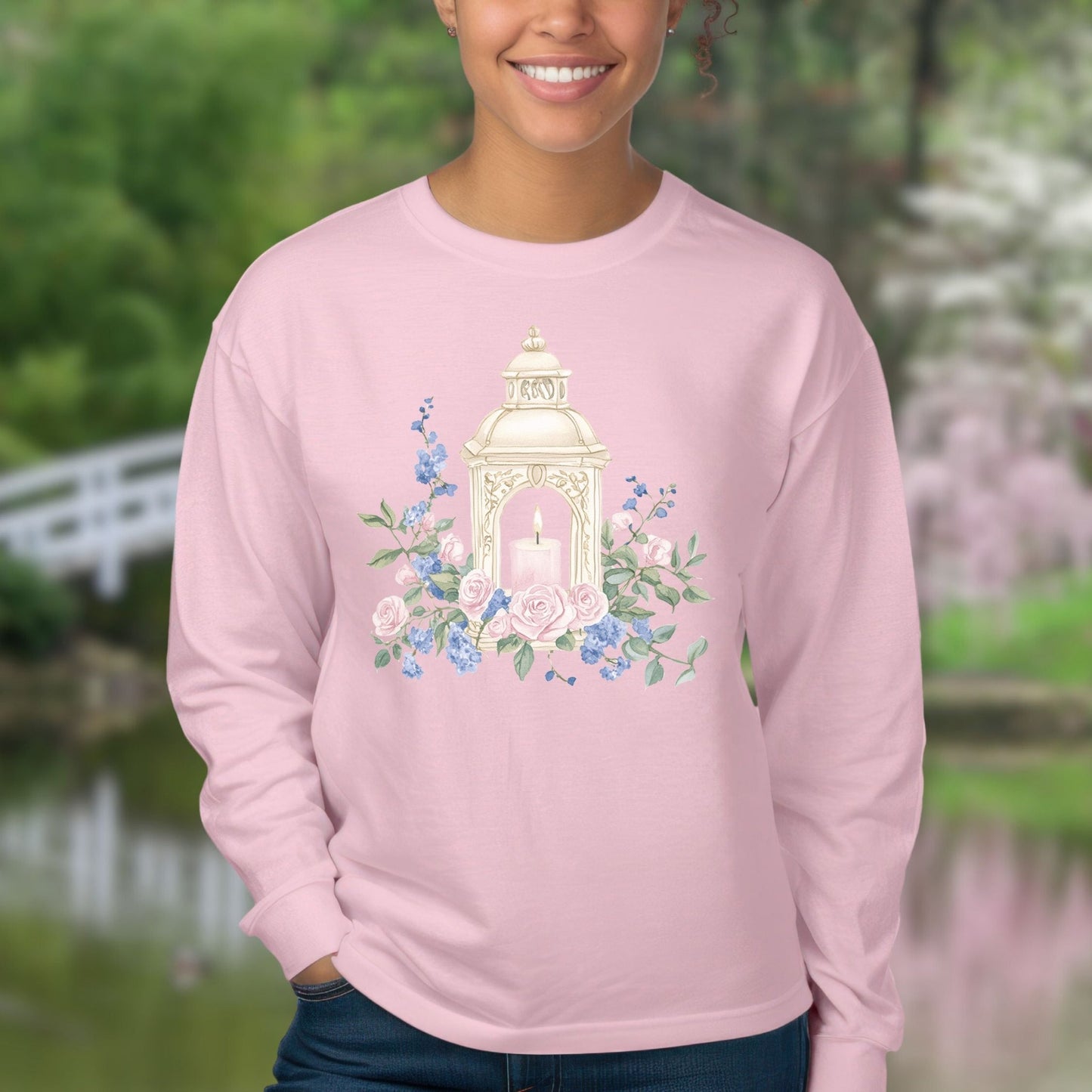 Vintage Spring Garden Lantern Long Sleeve Tee