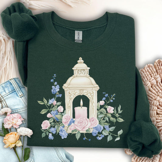 Vintage Spring Garden Lantern Sweatshirt
