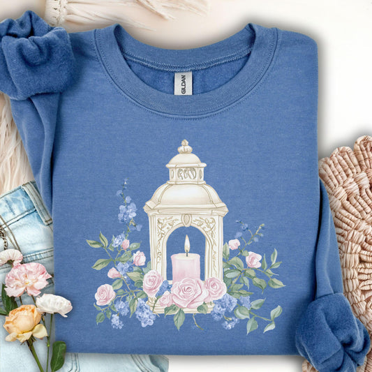 Vintage Spring Garden Lantern Sweatshirt