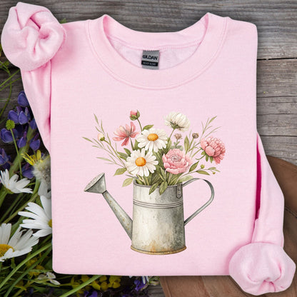 Vintage Spring Garden Watering Can Sweatshirt
