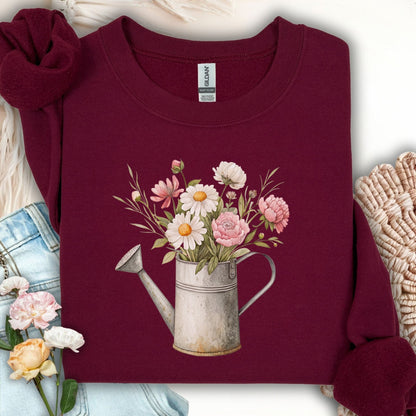 Vintage Spring Garden Watering Can Sweatshirt