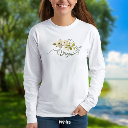 Virginia State Flower Long Sleeve Tee - Dogwood