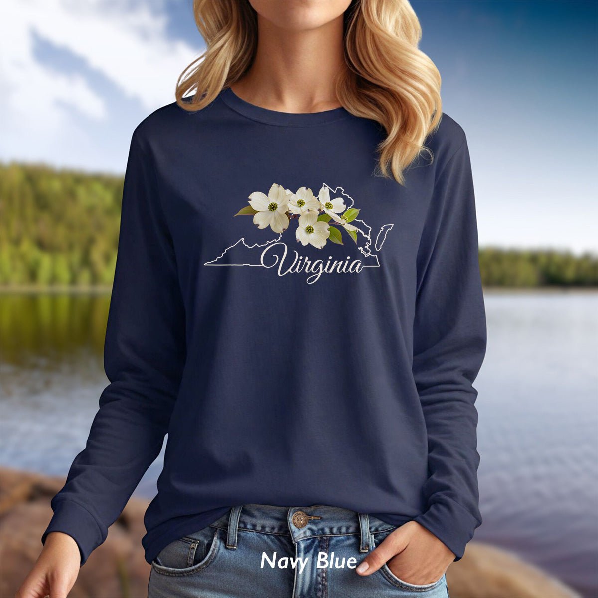 Virginia State Flower Long Sleeve Tee - Dogwood