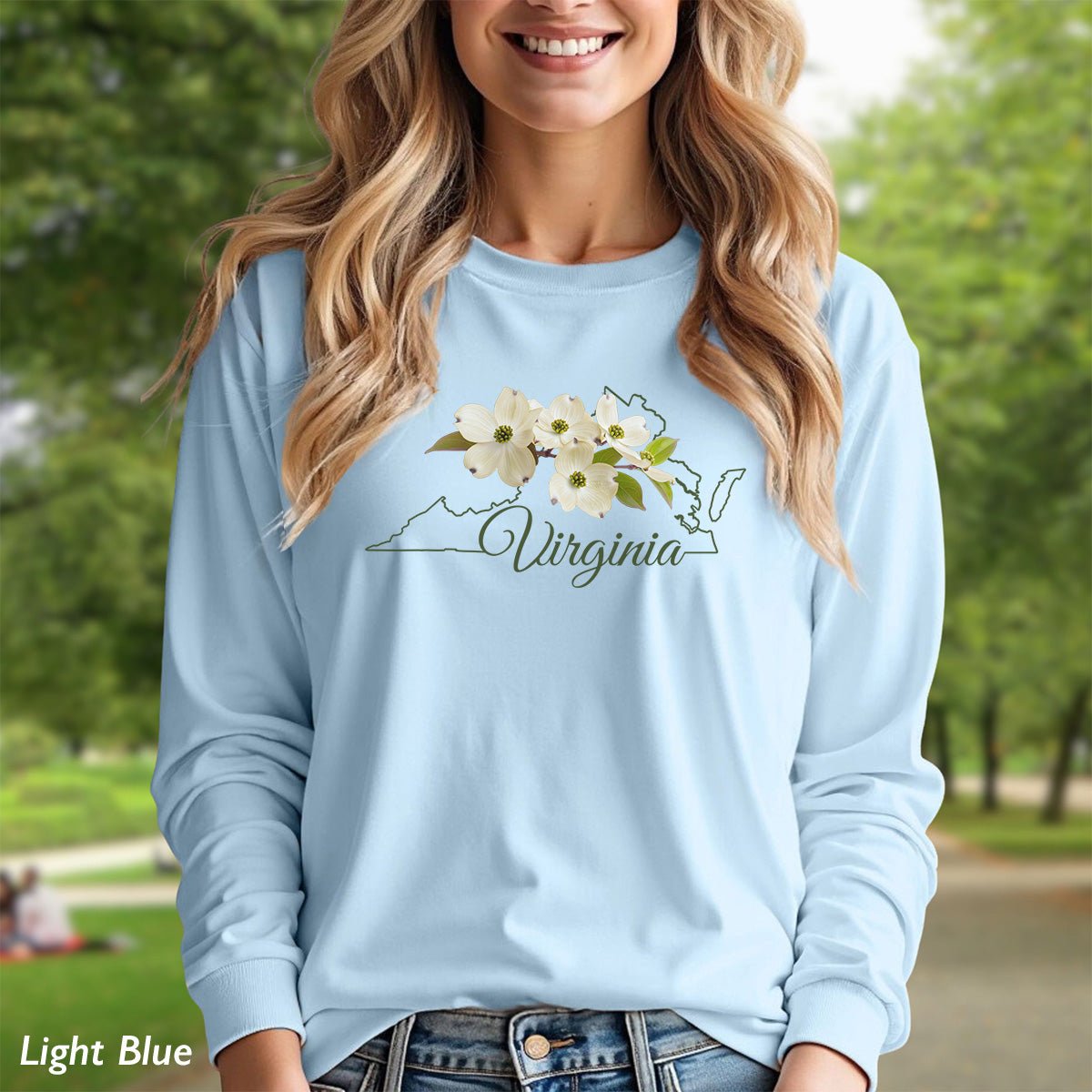 Virginia State Flower Long Sleeve Tee - Dogwood